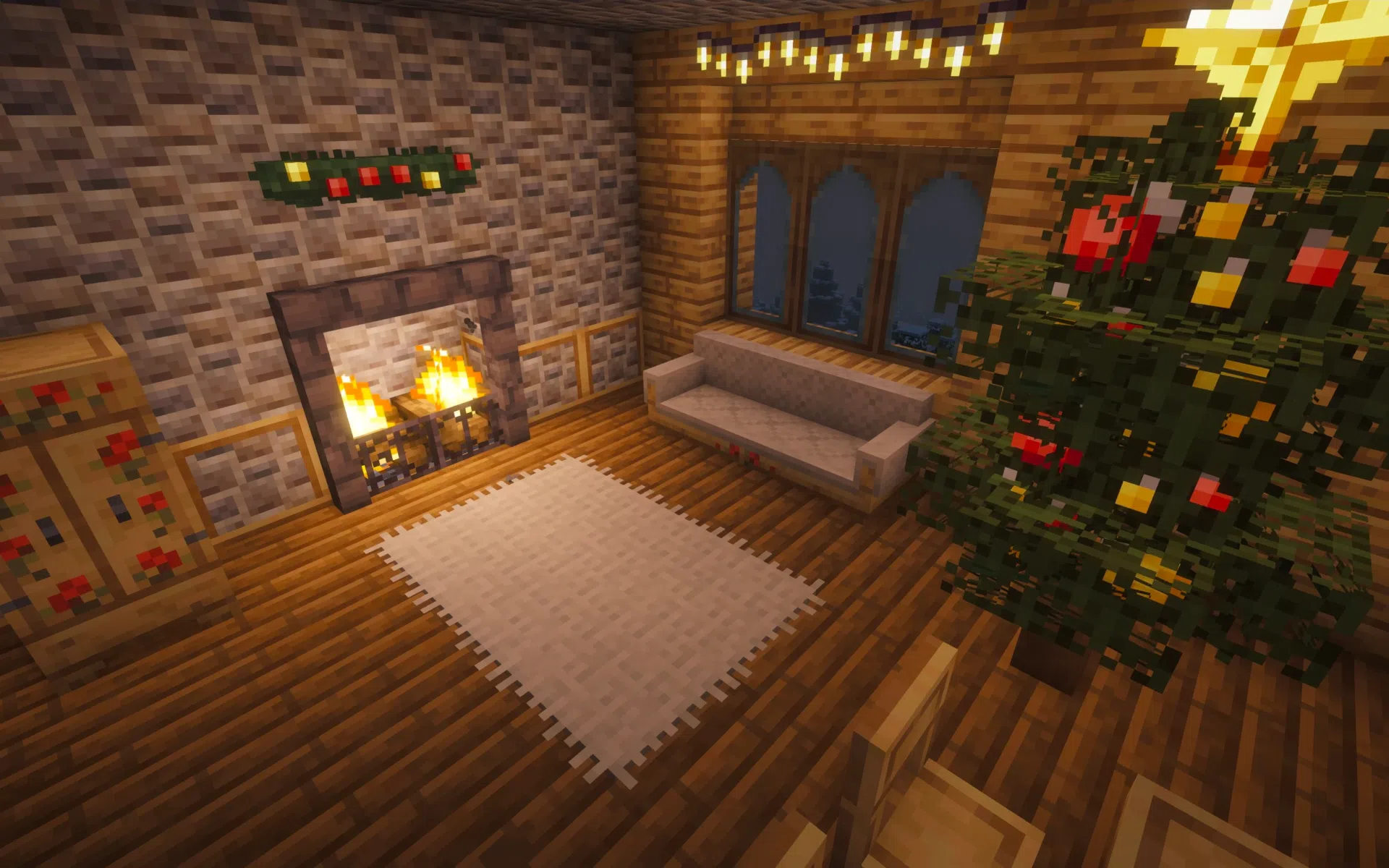 A cozy living room around the fireplace